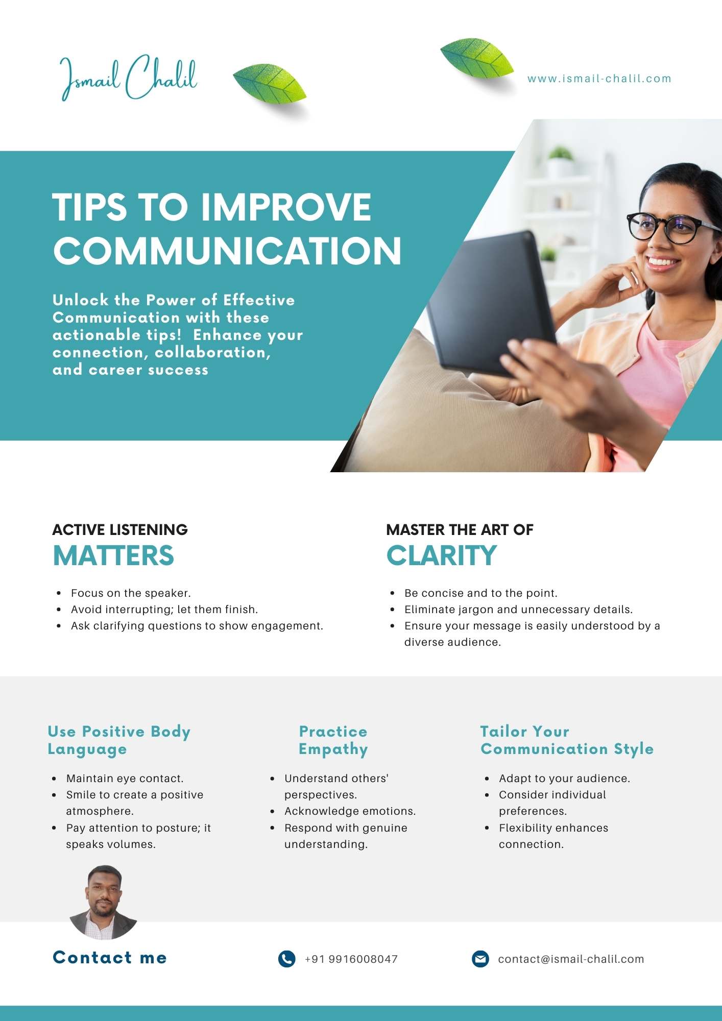 Image for tips on communication by ismail chalil striving to be the best corporate trainer in Bangalore, Karnataka, India.